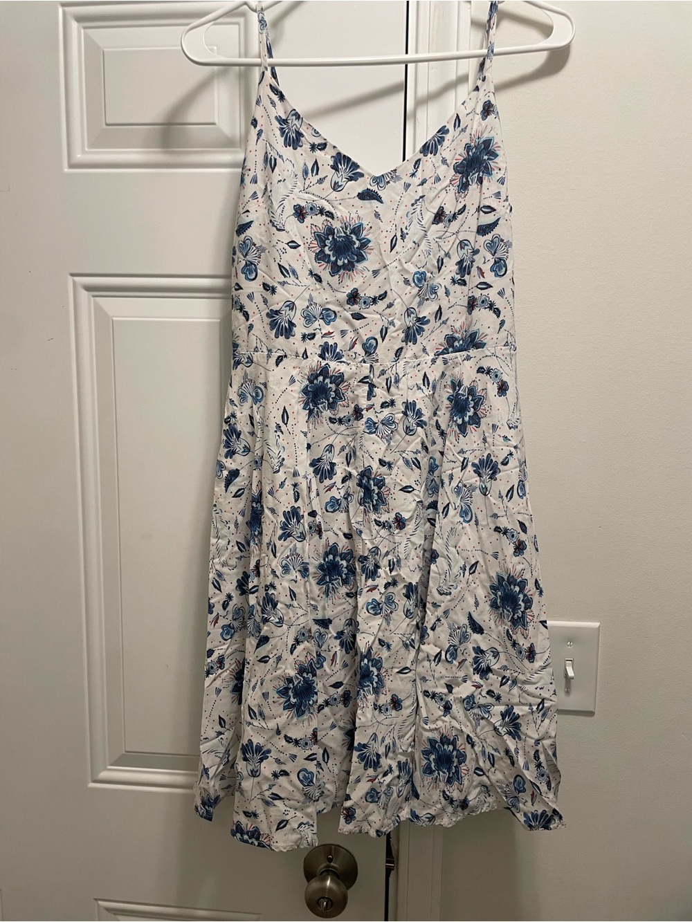 GAP Womens White Mini Dress with Blue Floral Print